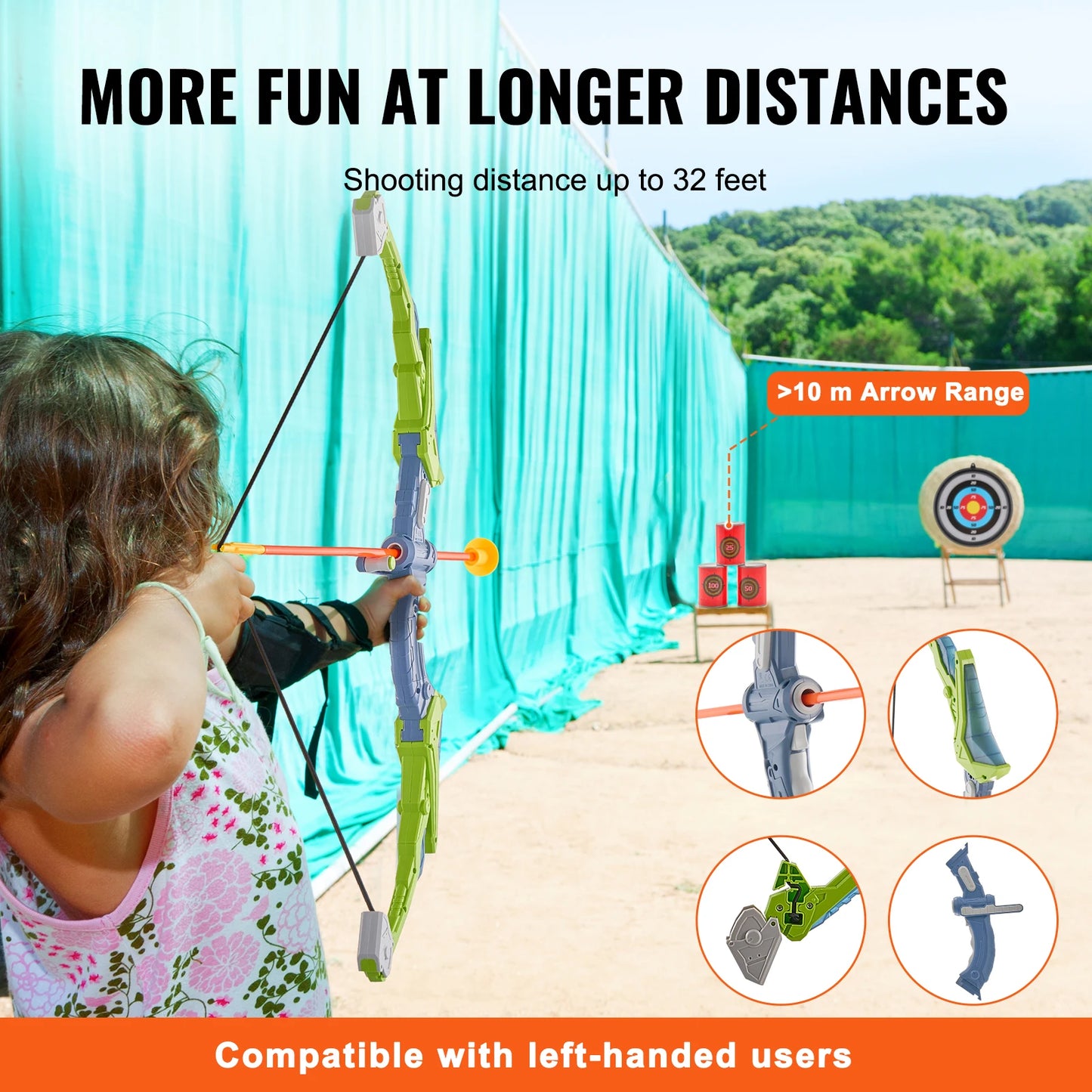 VEVOR Kids Bow & Arrow Set LED Light Up Archery Set w/ 10/20 Suction Cup Arrows Target & Quiver