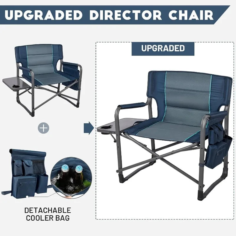 XXL Upgraded Oversized Directors Chairs With Foldable Side Table, Detachable Side Pocket, Heavy Duty
