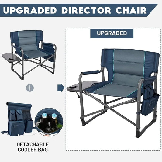 XXL Upgraded Oversized Directors Chairs With Foldable Side Table, Detachable Side Pocket, Heavy Duty