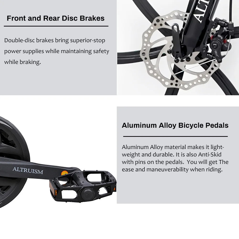 26 Inch Mountain Bike 21 Speed Dual Suspension Adult Bicycle with Adjustable Disc Brake