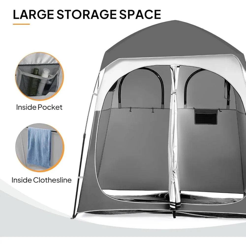 Vingli 2-Room Shower Tent: 7.5ft Pop-Up Shelter with Carry Bag, Ideal for Portable Toilets