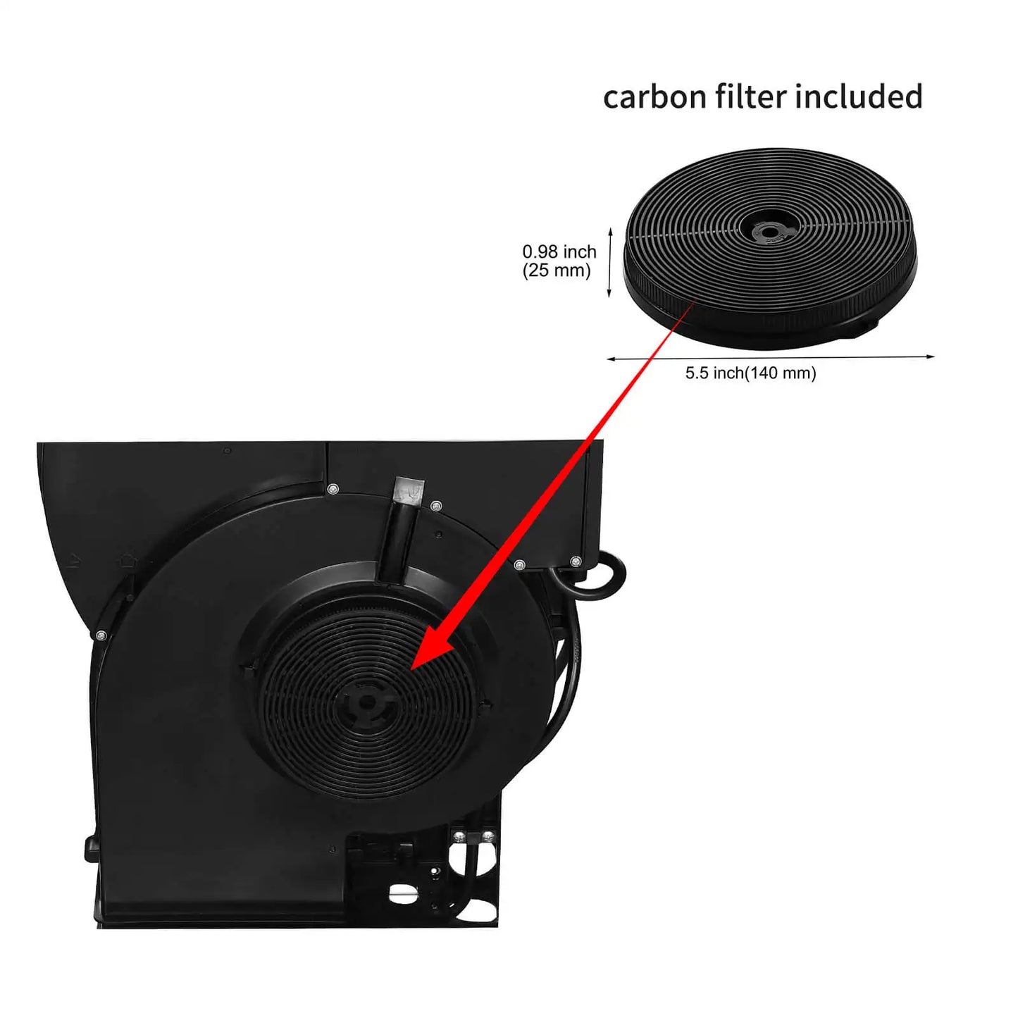 Tieasy 30 inch 230 CFM Under Cabinet Mount Stainless Steel with Carbon Filter LED Lights Kitchen Range Hood USGF2375CF