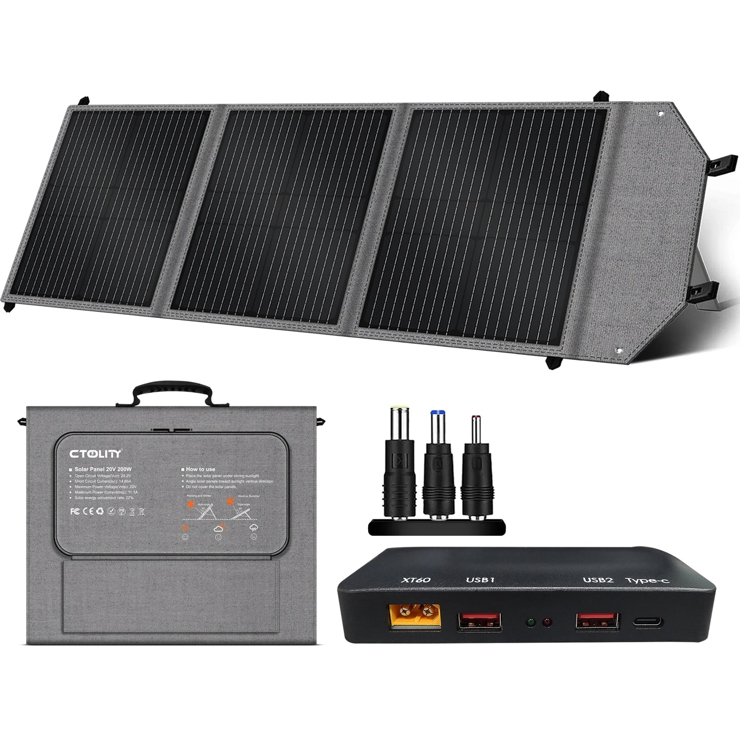 CTOLITY AP400 500W Portable Power Station 345.6Wh LiFePo4 Battery 100W 200W Solar Panel