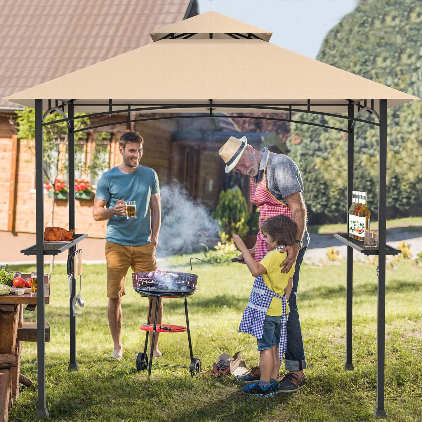 Patiojoy 8'X5' Outdoor Barbecue Grill Gazebo Canopy Tent Patio BBQ Shelter W/Air Vent NEW