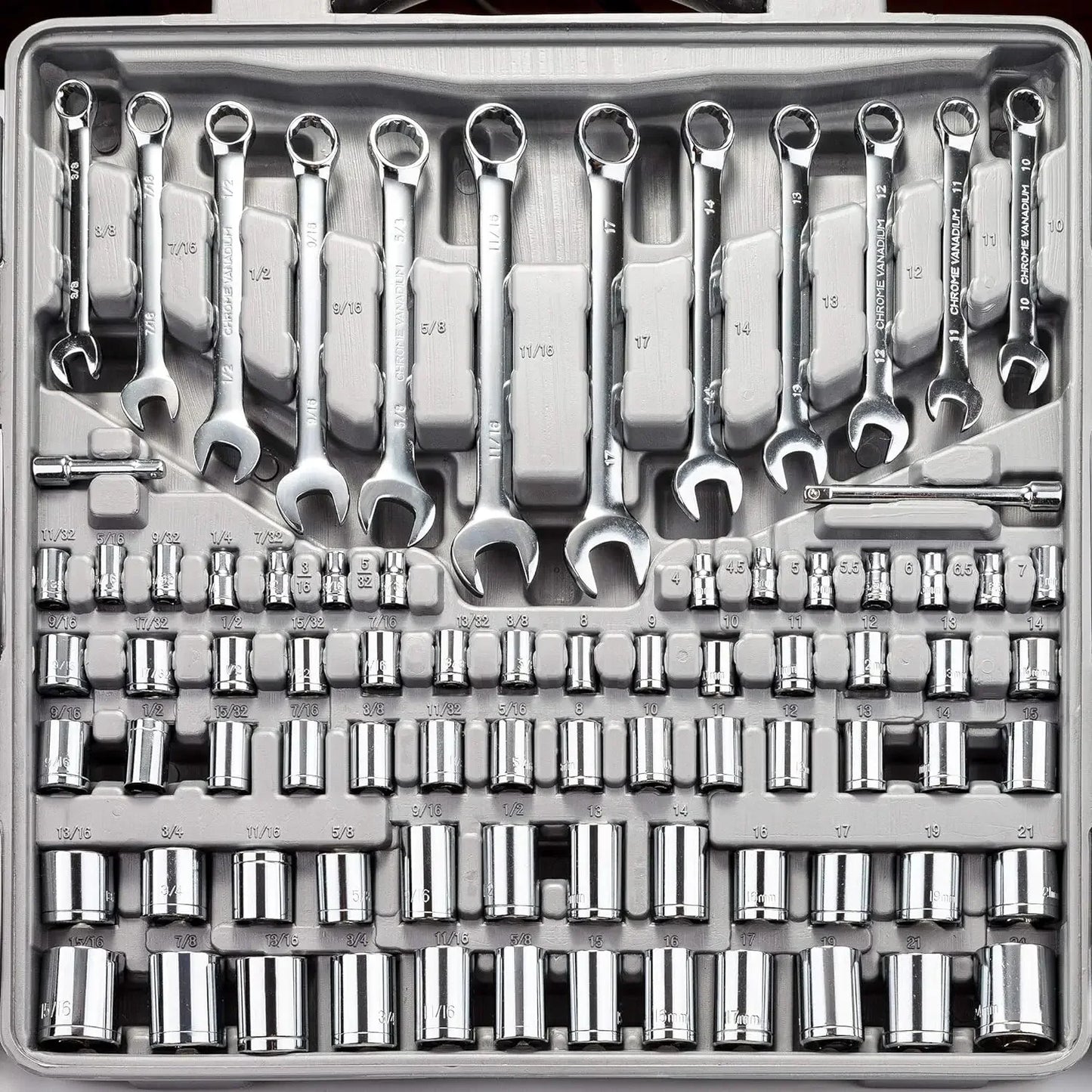 Cartman 205 Piece Tool Set Ratchet Wrench with Sockets Kit in Plastic Toolbox