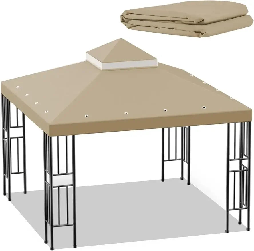 Sumfaller 10x10 FT Gazebo Replacement Canopy Top Cover Double Tiered Canopy Top Cover