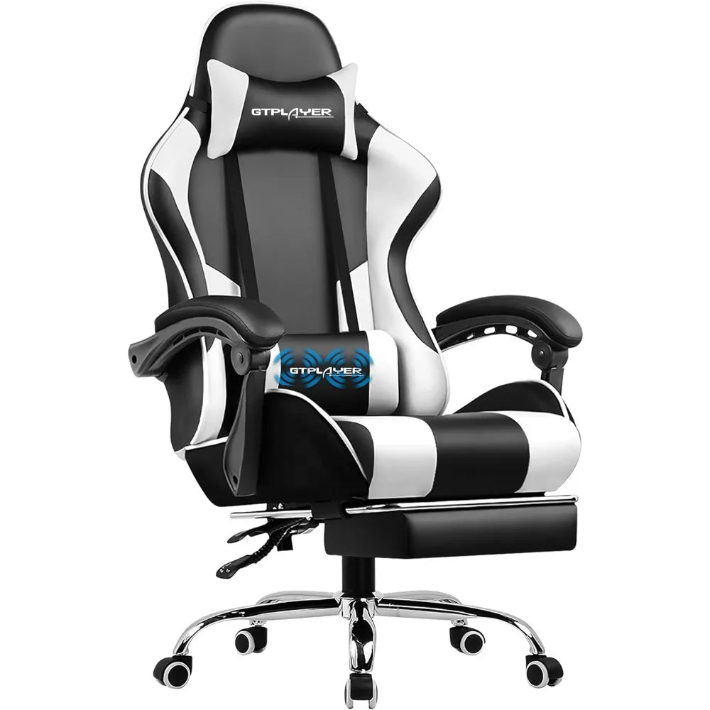 Gaming Chair, Computer Chair with Footrest and Lumbar Support, Height Adjustable Game Chair