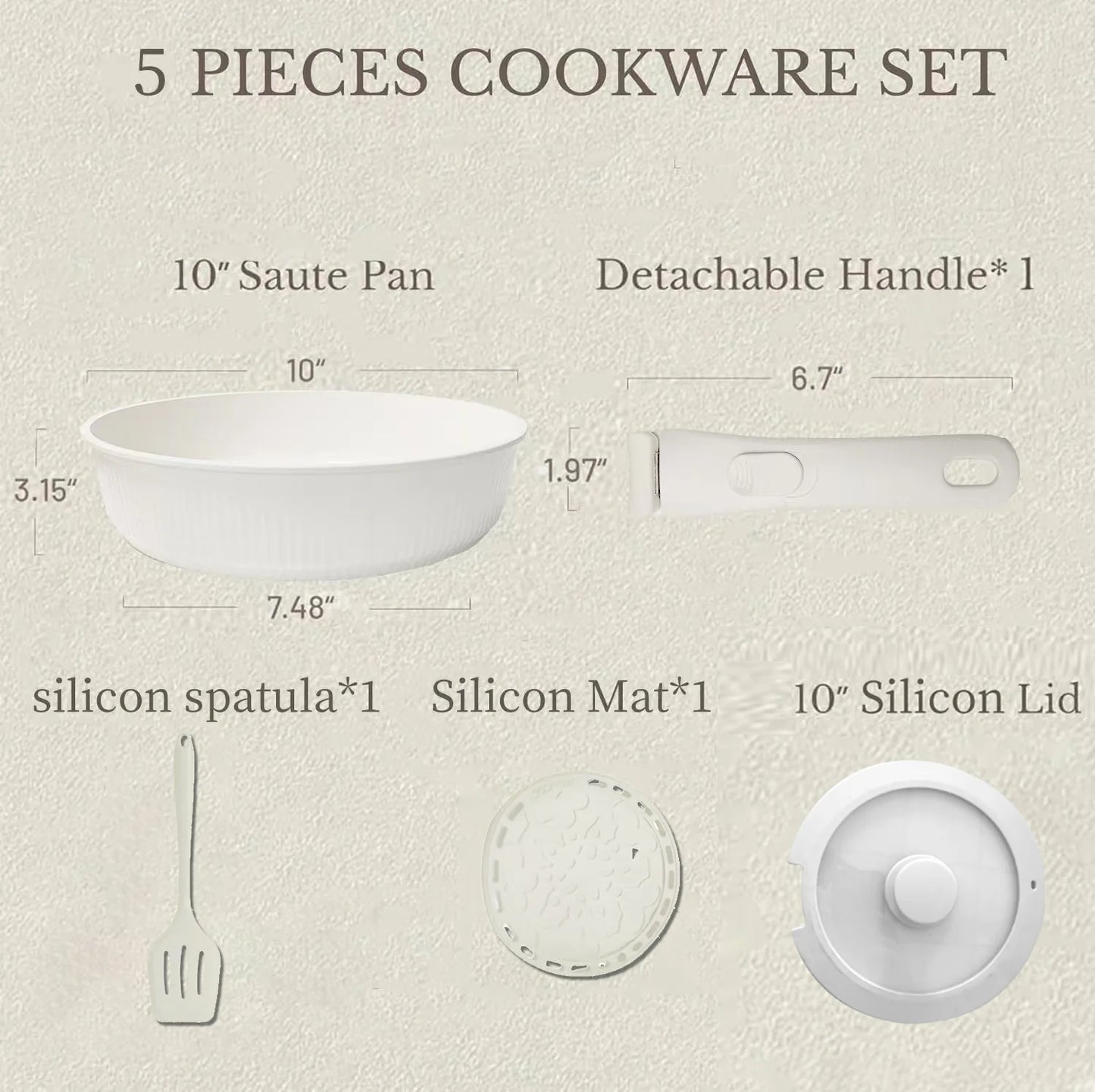Pots and Pans Set, Nonstick Cookware Set Detachable Handle, Induction Kitchen Cookware Set