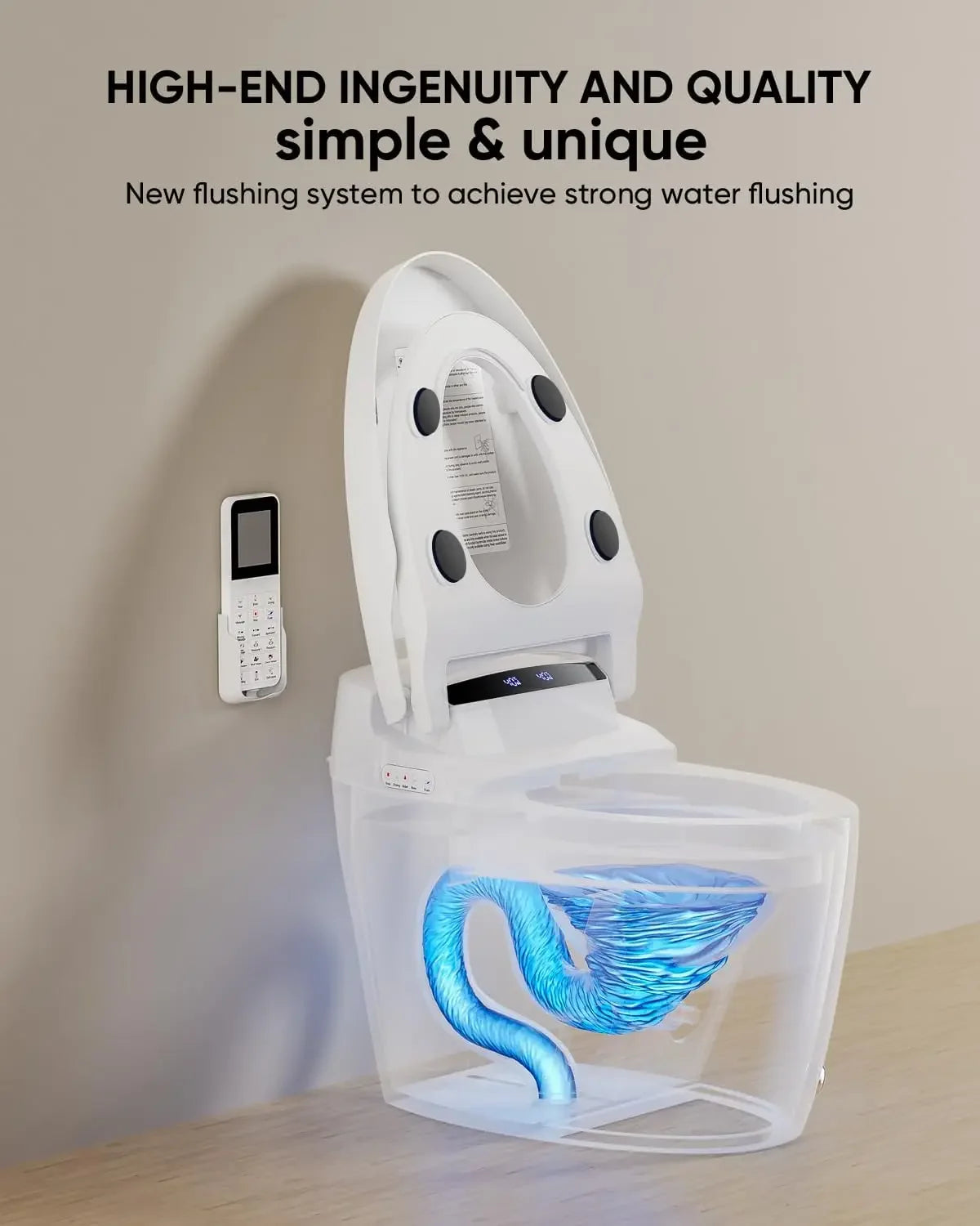 Luxury Smart Toilet with Warm Water Sprayer and Dryer Foot Sensor Operation Heated Bidet