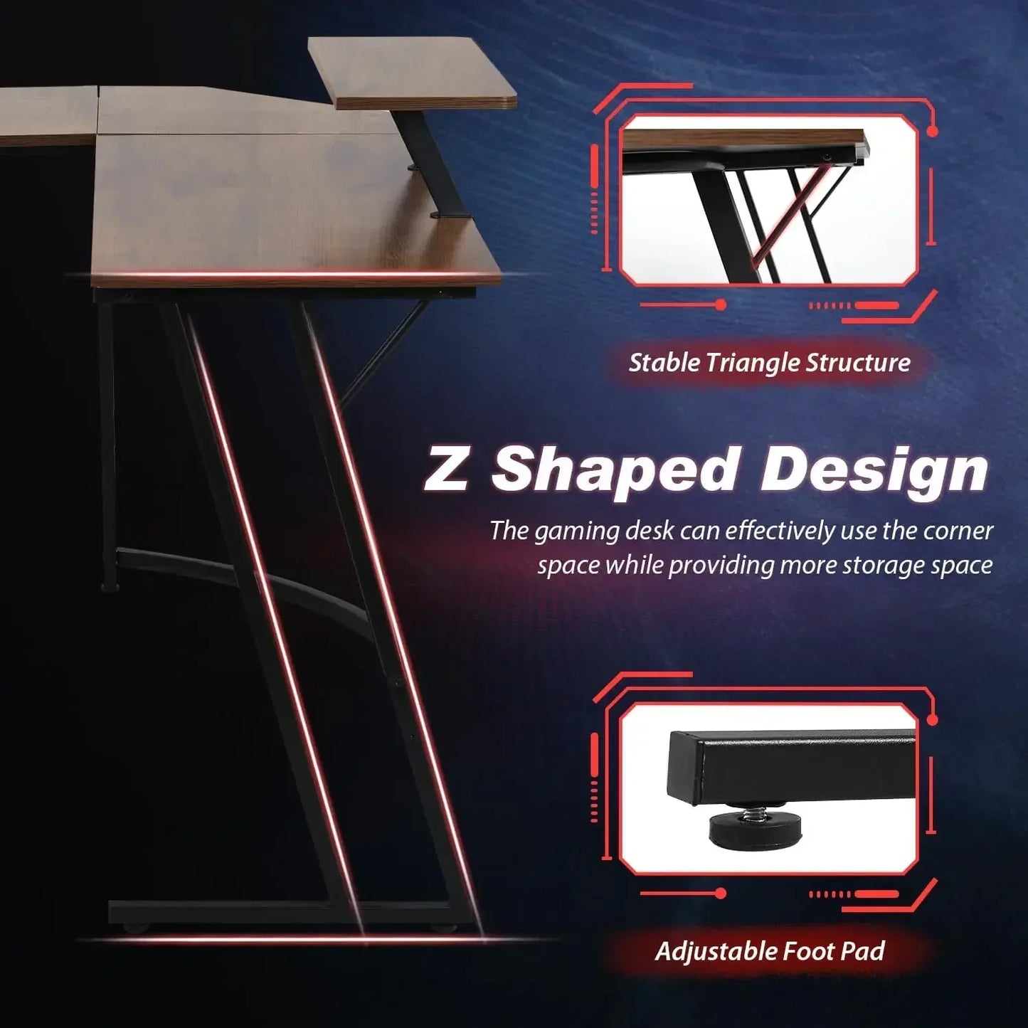 L Shaped Desk Corner Gaming Desk Computer Desk w/Large Desktop