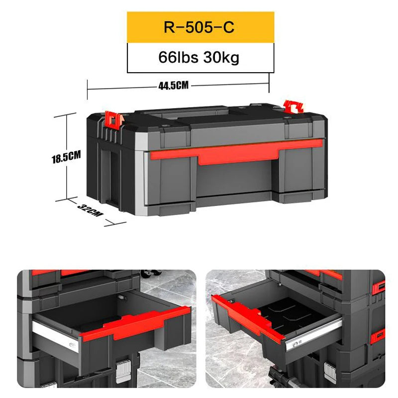 Delixi Electrical Appliances. For sale separately. Stackable roller tool box, plastic portable