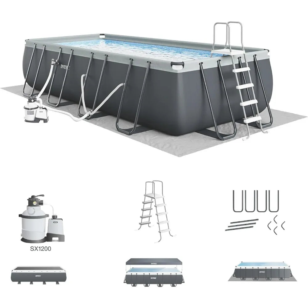 26355EH Ultra XTR Deluxe Rectangular above Ground Swimming Pool Set: 18ft x 9ft x 52in