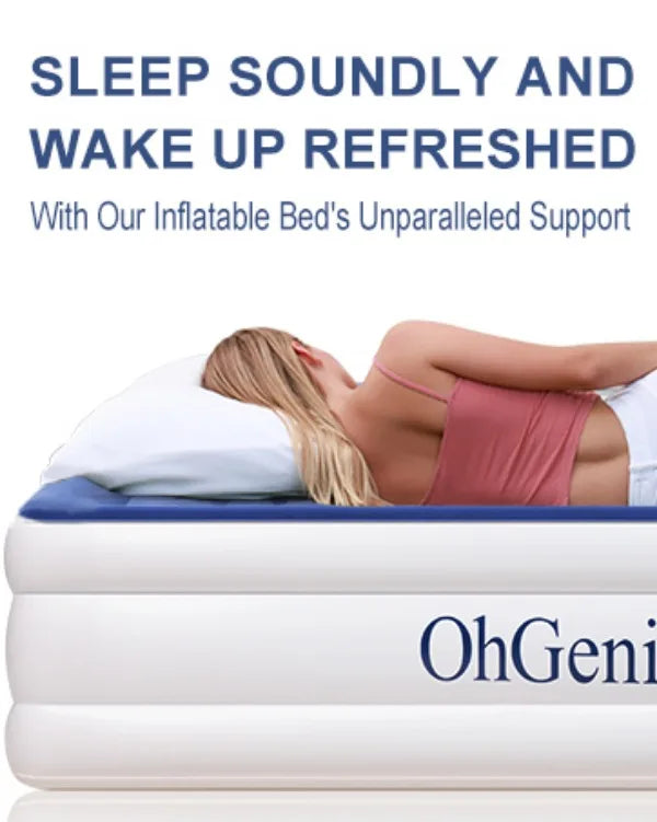 OH Geni Twin Air Mattress with Built in Pump, 18 Inch Quick Inflation/Deflation Camping Air Mattress