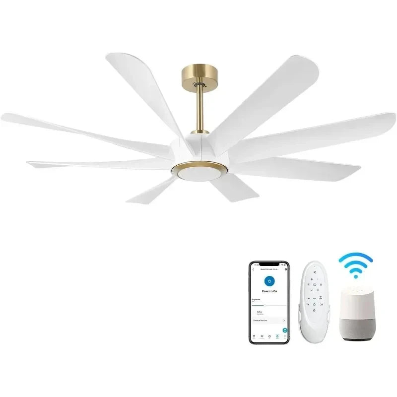 Ceiling Fan Remote Control High CFM Quiet DC Motor Large Modern Smart with Dimmable Light