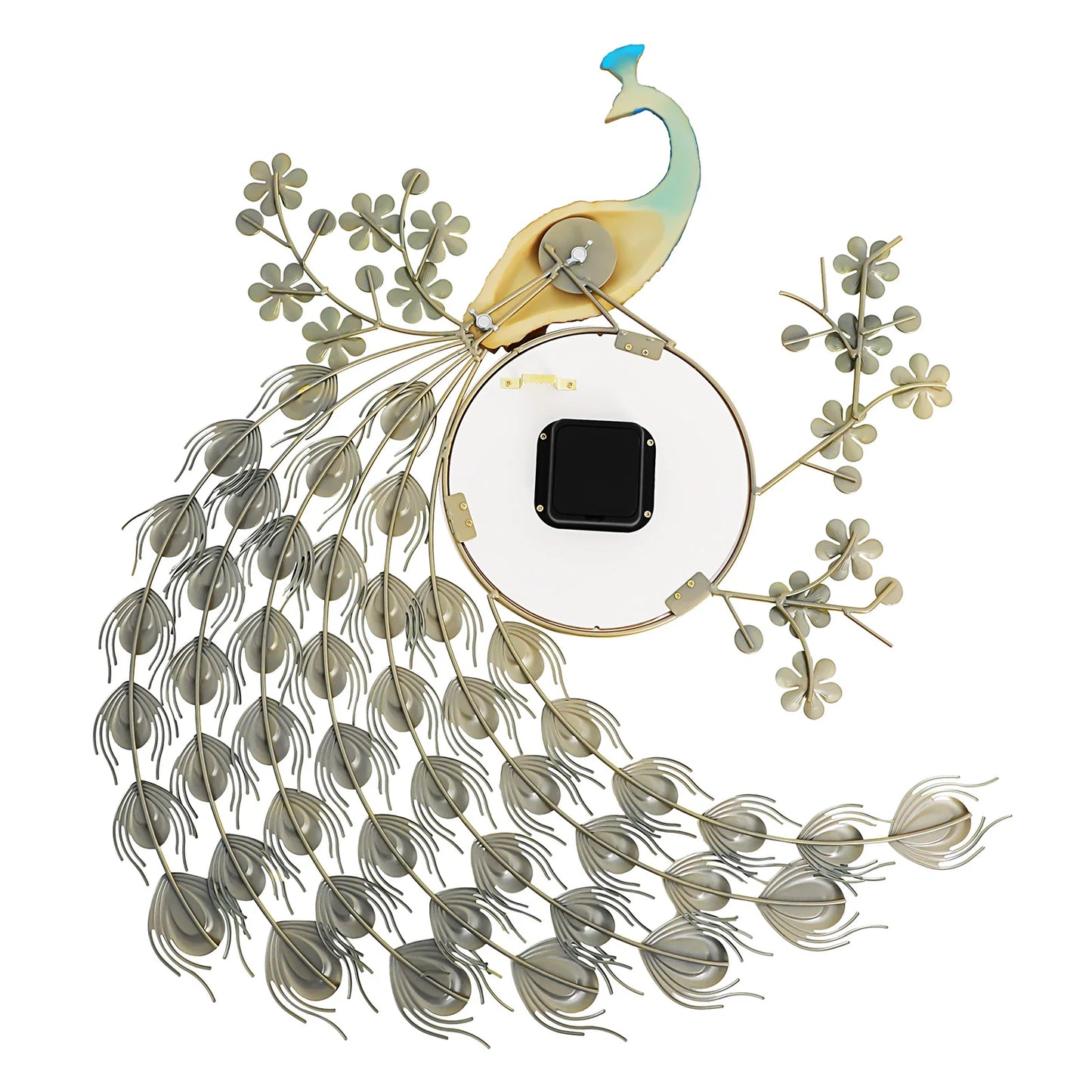 European Peacock Wall Clock - Elegant & Modern Decorative Silent Quartz Clock for Living Room & Office - Brings Luck & Harmony