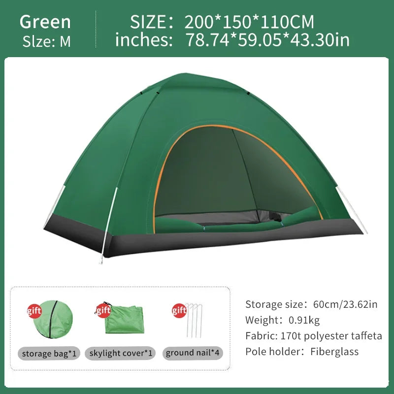 2-3 Person Pop Up Tent Waterproof Automatic Camping UV Protection Tents Lightweight Instant Setup