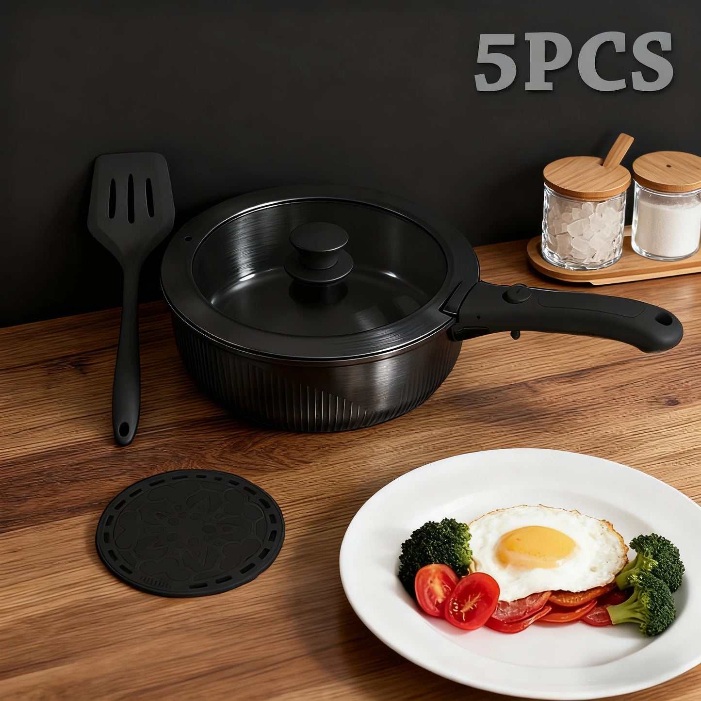 Pots and Pans Set, Nonstick Cookware Set Detachable Handle, Induction Kitchen Cookware Set