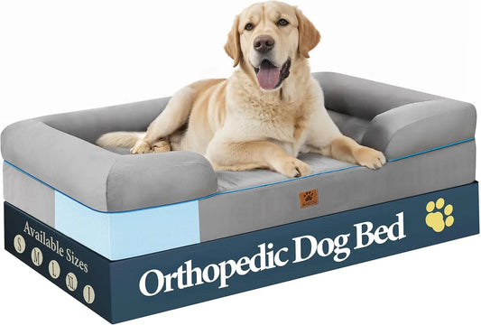 Orthopedic Extra Large Dog Bed w/Memory Foam Certified by CertiPUR-US® Premium Velvet Cover/Soft