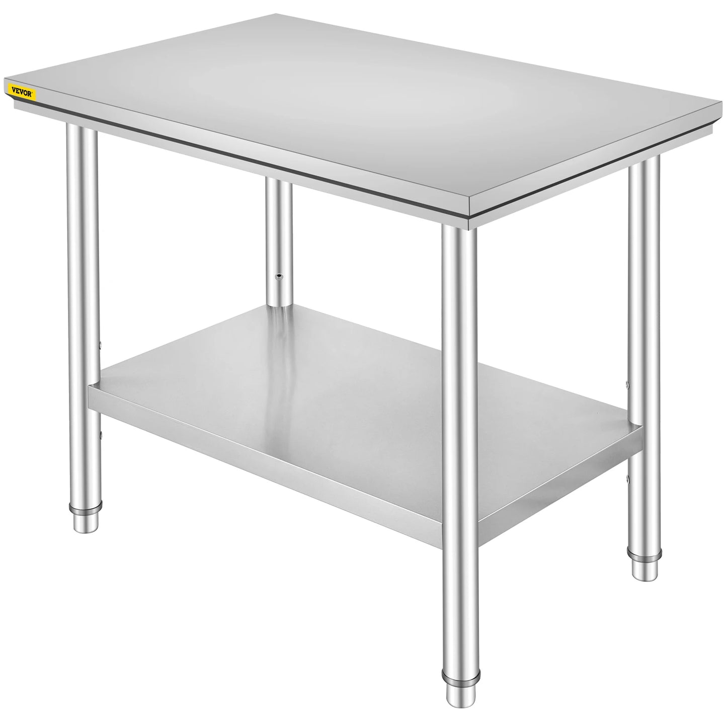 VEVOR Kitchen Work Bench Commercial Catering Worktable w/Undershelf Stainless Steel 330LBS 286LBS