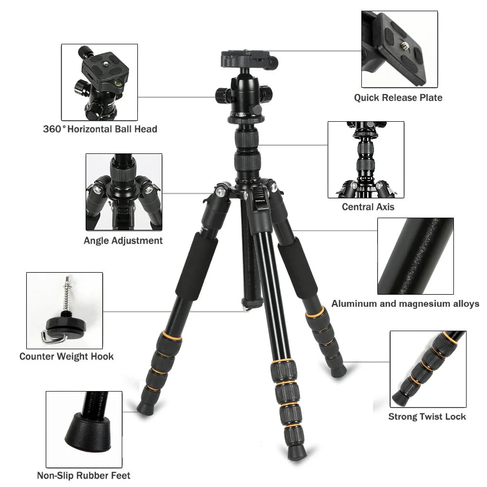 Q666 Professional Camera Tripod  Phone Stand Tripod/Travel Camera Monopod  for DSLR Smartphone