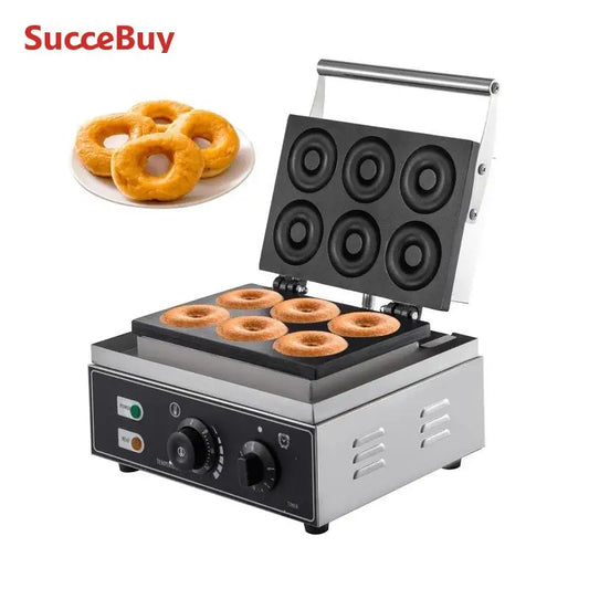 VEVOR 6 Hole Electric Sweet Donut Maker Stainless Steel Non Stick Commercial Donut Waffle Cookies