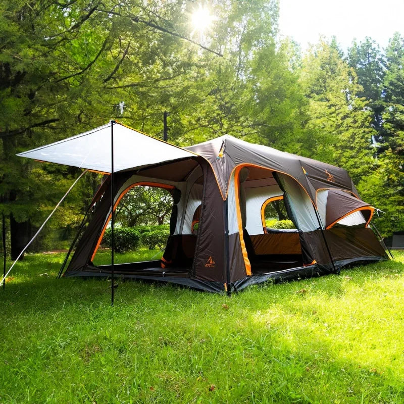 KTT Extra Large Tent 10-12-14 Person(B),Family Cabin Tents,2 Rooms,3 Doors and 3 Windows with Mesh