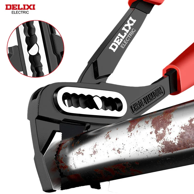 DELIXI ELECTRIC 3-Piece Quick Release Groove Water Pump Pliers Set, Pipe Wrench Adjustable