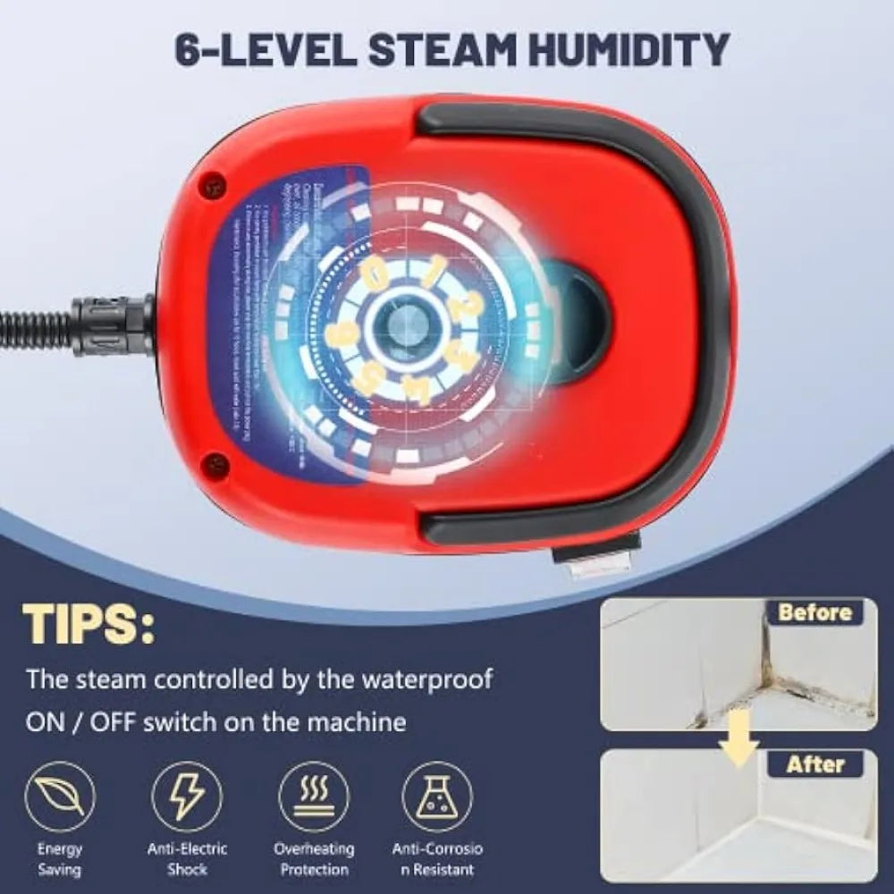 High Pressure Steam Cleaner, 2500W Portable High Temp Bathroom Grout Tile Kitchen