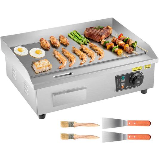 SucceBuy Commercial Electric Griddle 50-300°C Adjustable Temp Control, Stainless Steel Countertop