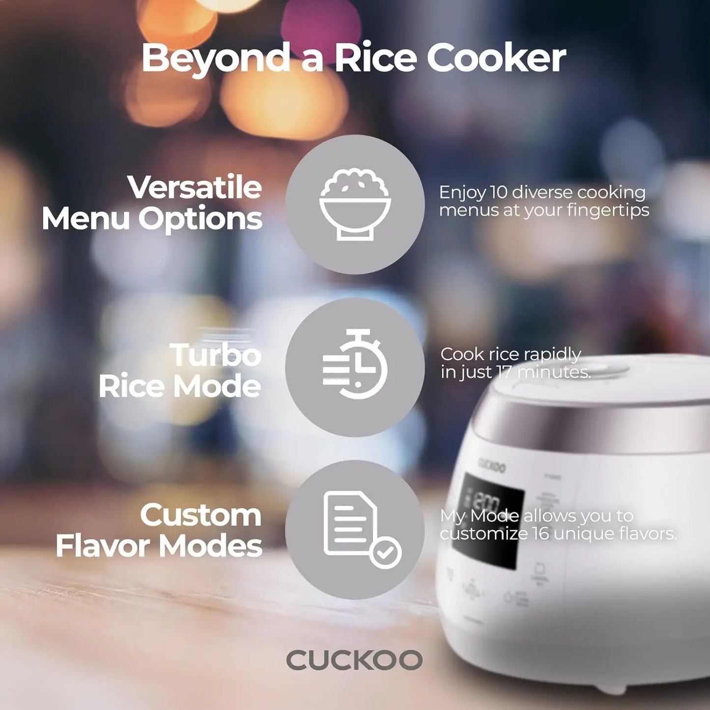 Cuckoo Heating Pressure Cooker & Warmer – 12 Built-in Programs, Glutinous (white), Mixed, Brown, GABA Rice, and More