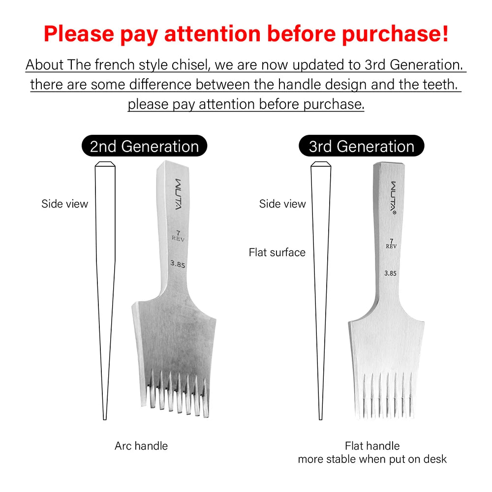 WUTA 1pc High Quality Sharp Leather Chisel French Style Pricking Iron Die-steel/ Punching Tool