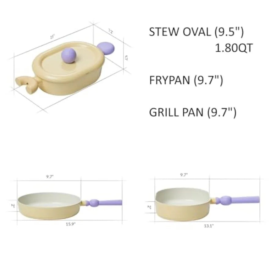 Better Finger Cookware Set - All in One, 8-Piece Non-Stick Ceramic Coated Pots and Pans