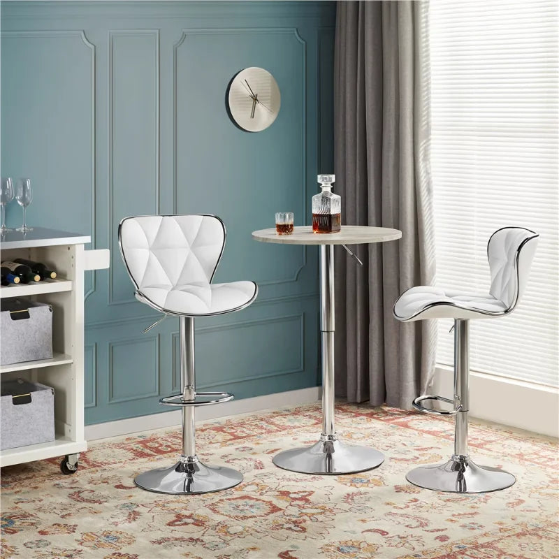 Alden Design Adjustable Midback Faux Leather Bar Stool, Set of 2, - My Store