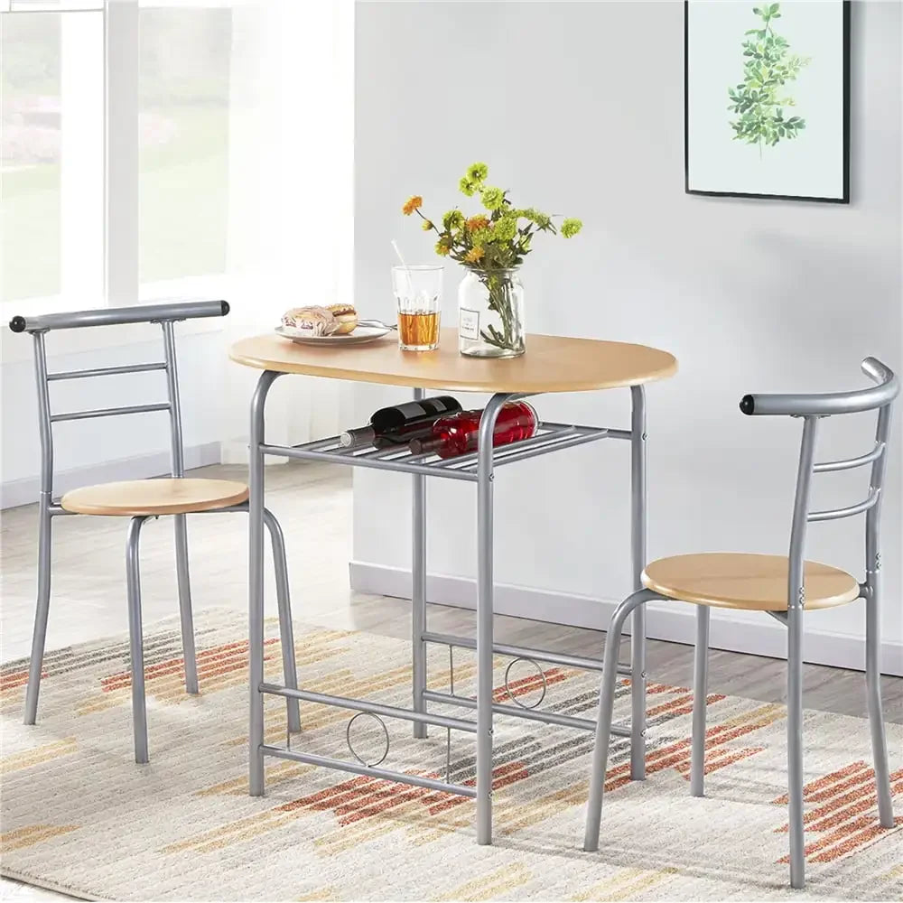 Alden Design Modern Dining Set 3pcs round Table And 2 Chairs Multiple Colors Available