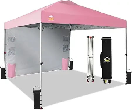 Canopy Tent, Portable Pop Up Outdoor Shelter with Pocket Sidewall, Push Center Lock, UV Protection