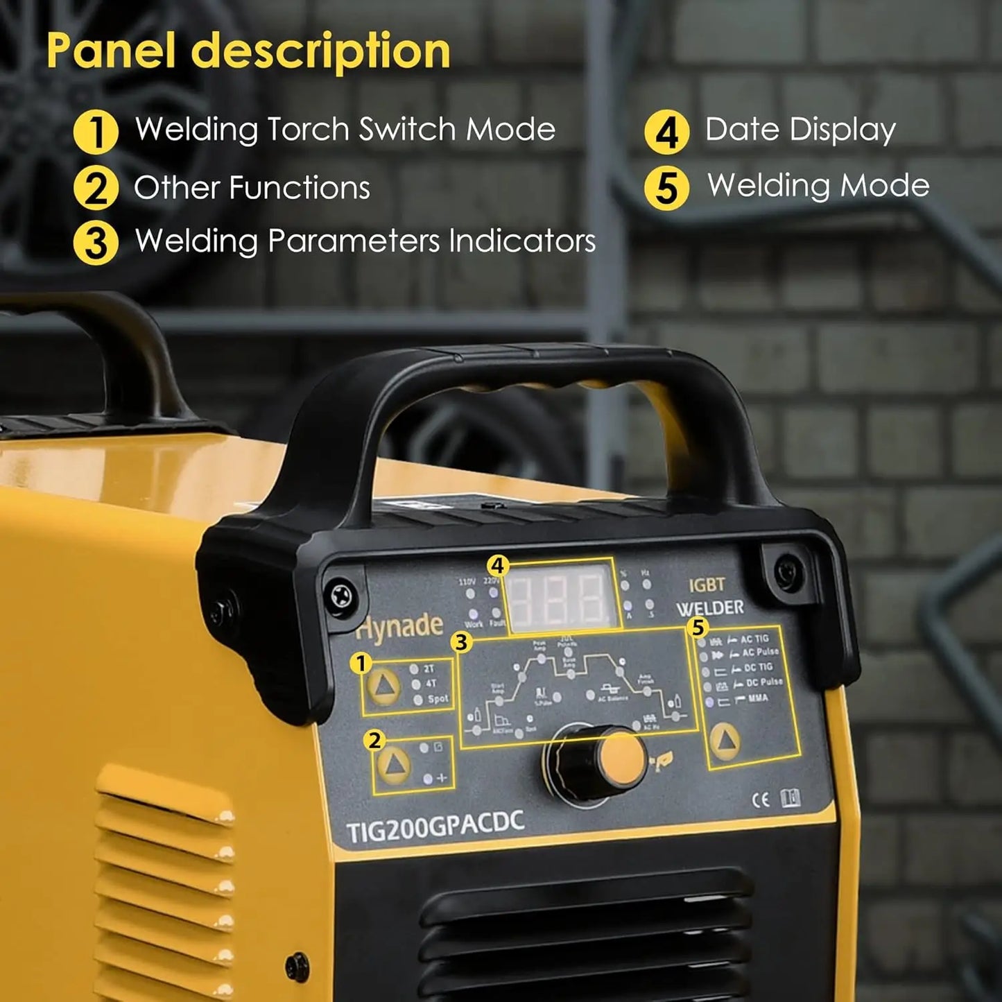 200 Amp AC/DC Tig Welder/Arc/Spot Welder/AC/DC Digital Inverter Dual Voltage 110/220V Aluminum Tig