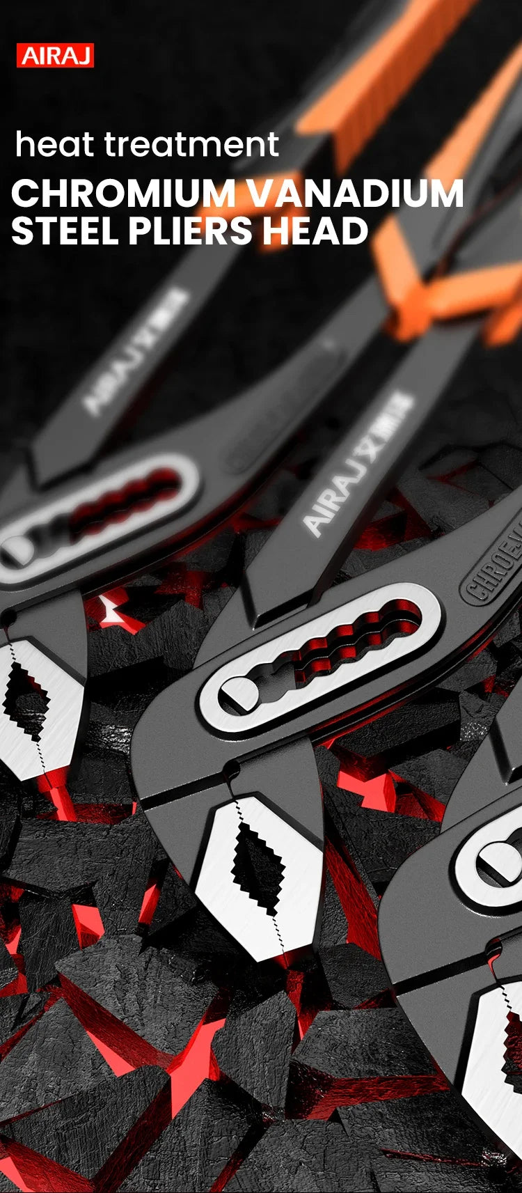 AIRAJ 8/10/12" Water Pump Pliers 3 Pack Large Jaw Heavy-Duty w/Quick-Release Lever & Non-Slip Handle