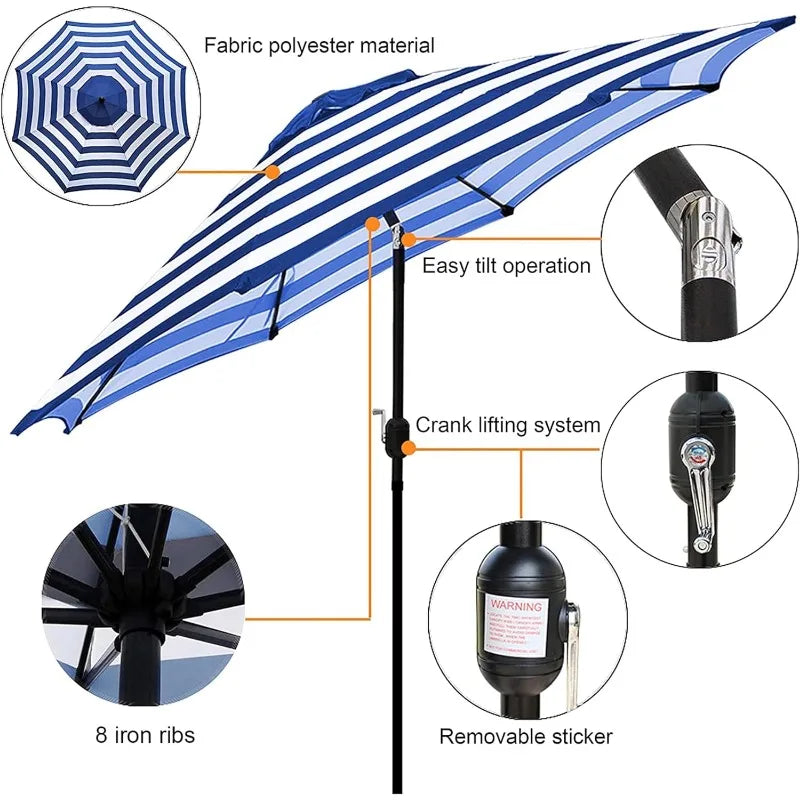 9' Outdoor Patio Umbrella, Outdoor Table Umbrella, Yard Umbrella, Market Umbrella with 8 Sturdy Ribs