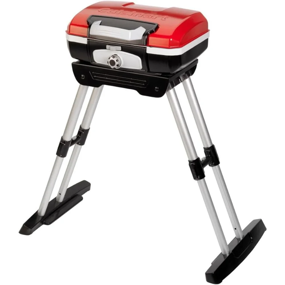 CGG-180 Petit Gourmet Portable Gas Grill with VersaStand, Red camping equipment