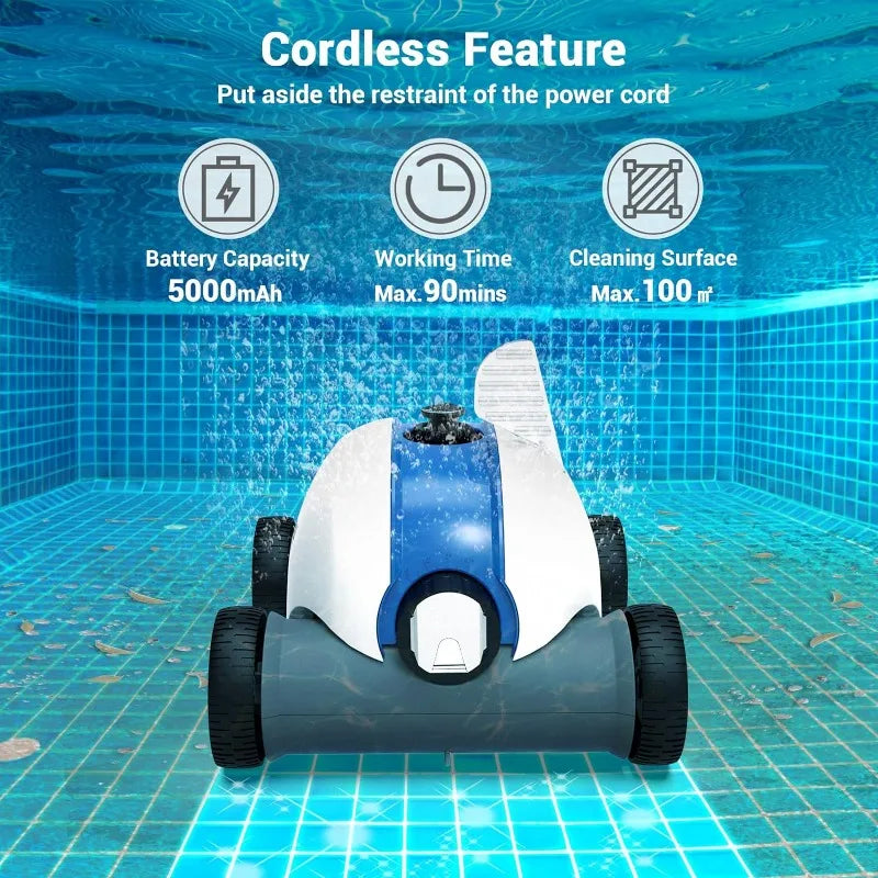 PAXCESS Robotic Pool Cleaner, Wired Automatic Pool Vacuum, Cleaning w/Dual Motors, Above/In-Ground