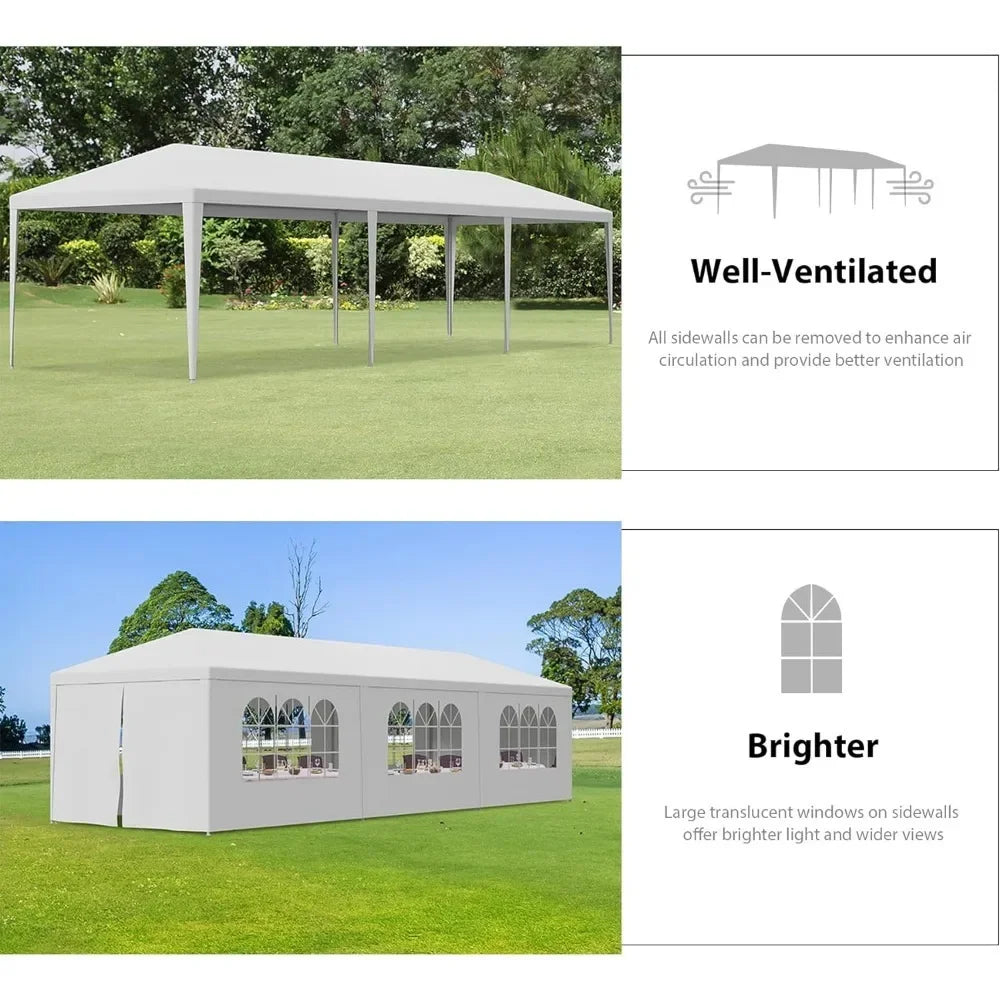 10'x30' Outdoor Canopy Tent Patio Camping Gazebo Shelter Pavilion  Events Tent W/Removable Sidewall