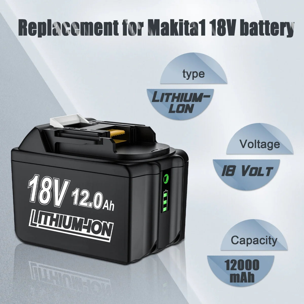 12.0Ah Li-ion Battery for Makita Battery 18 V BL1890 BL1850 BL1860B, BL1850, BL1840, BL1830, BL1820B
