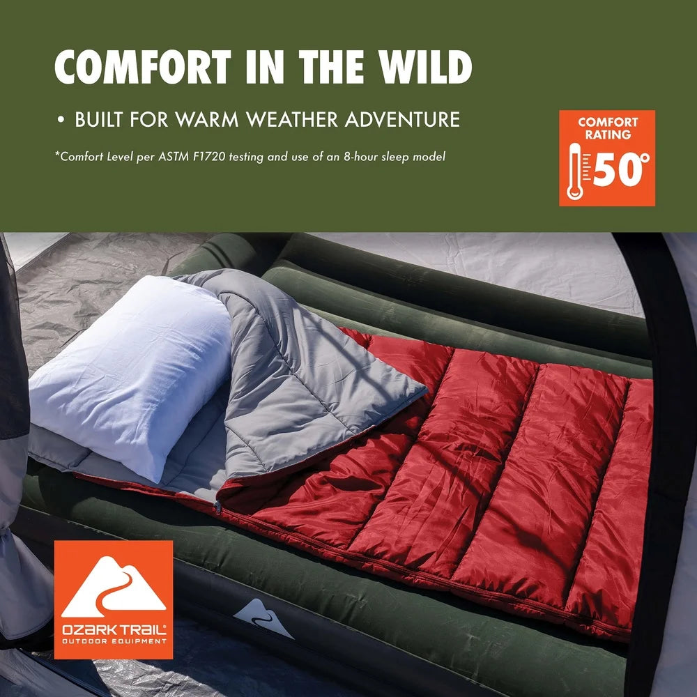 50F Warm Weather Sleeping Bag Compact Lightweight Quilt Machine Washable Insulated Polyester Fabric