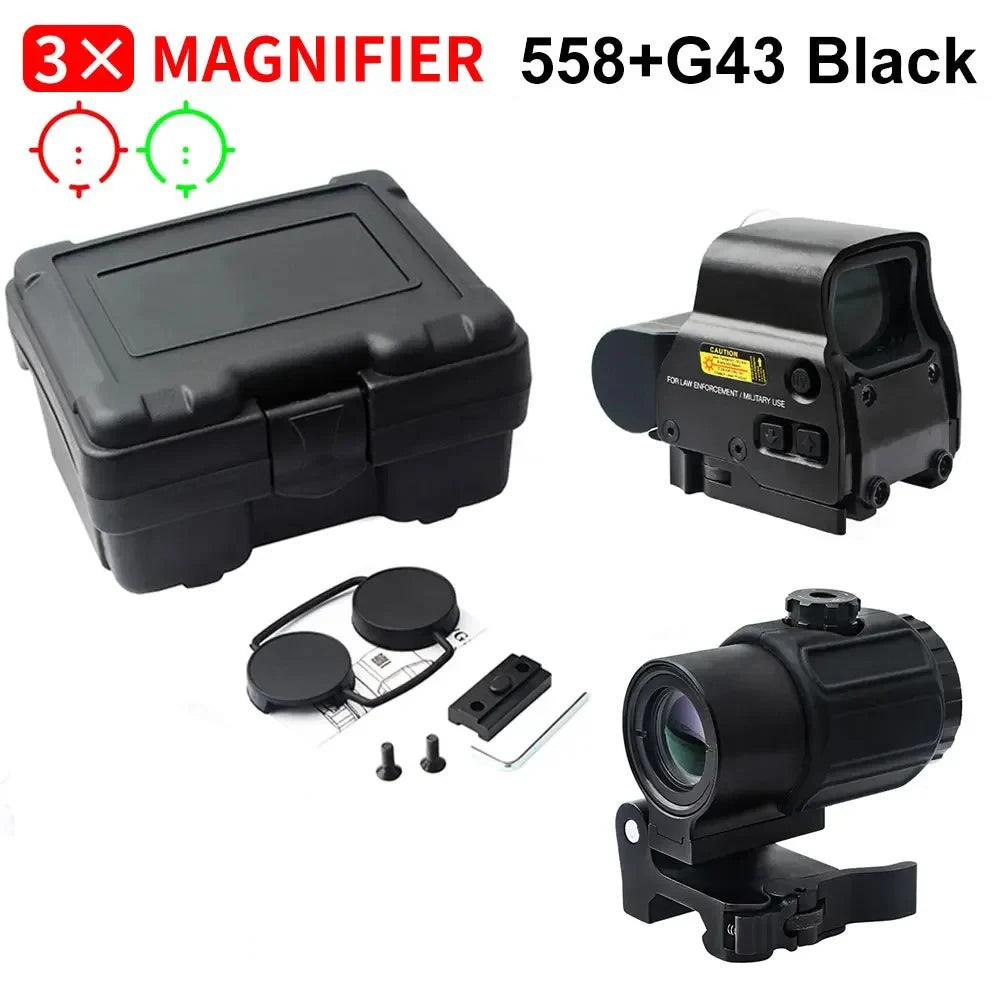 558+G43 Holographic Collimator Sight 558+G33/G45 Red Dot Optic Sight Tactical Hunting Gear W/20mm