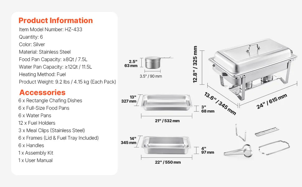 SucceBuy 8QT Chafing Dish 2/4/6 Packs w/ Full Size Pans Buffet Catering Warmer Server Folding Stand