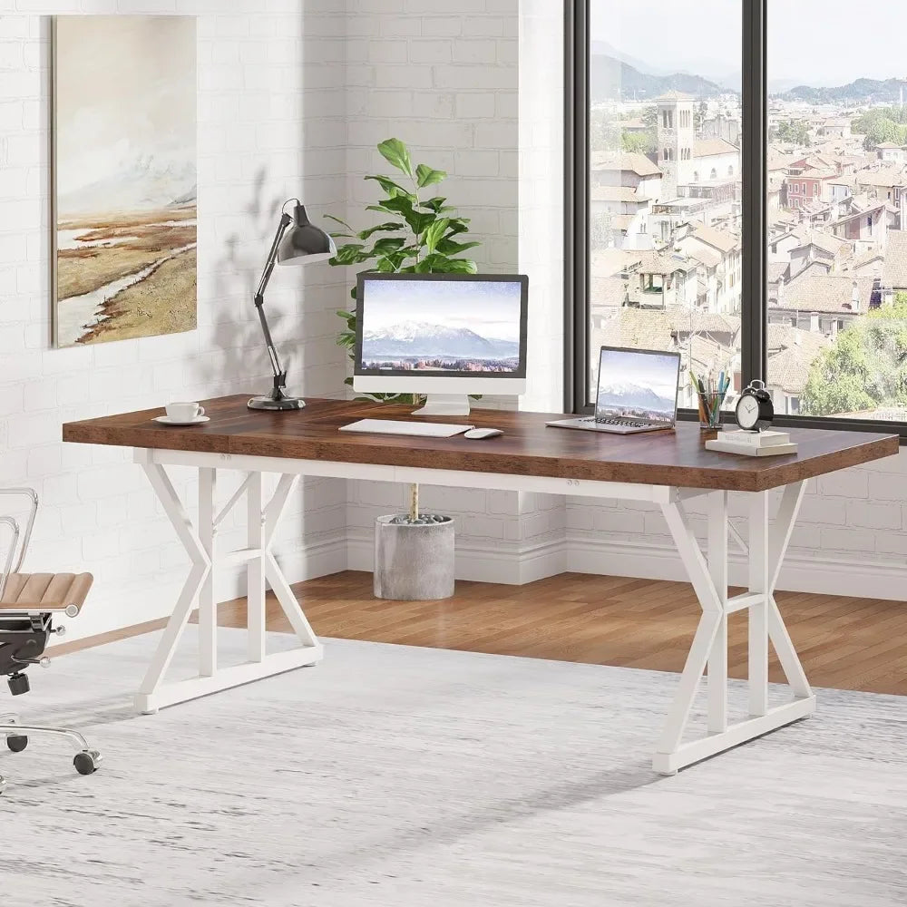 ANGDUO 70.8" Executive Desk, Large Computer Office Desk/ Workstation, Modern Style 5 Models