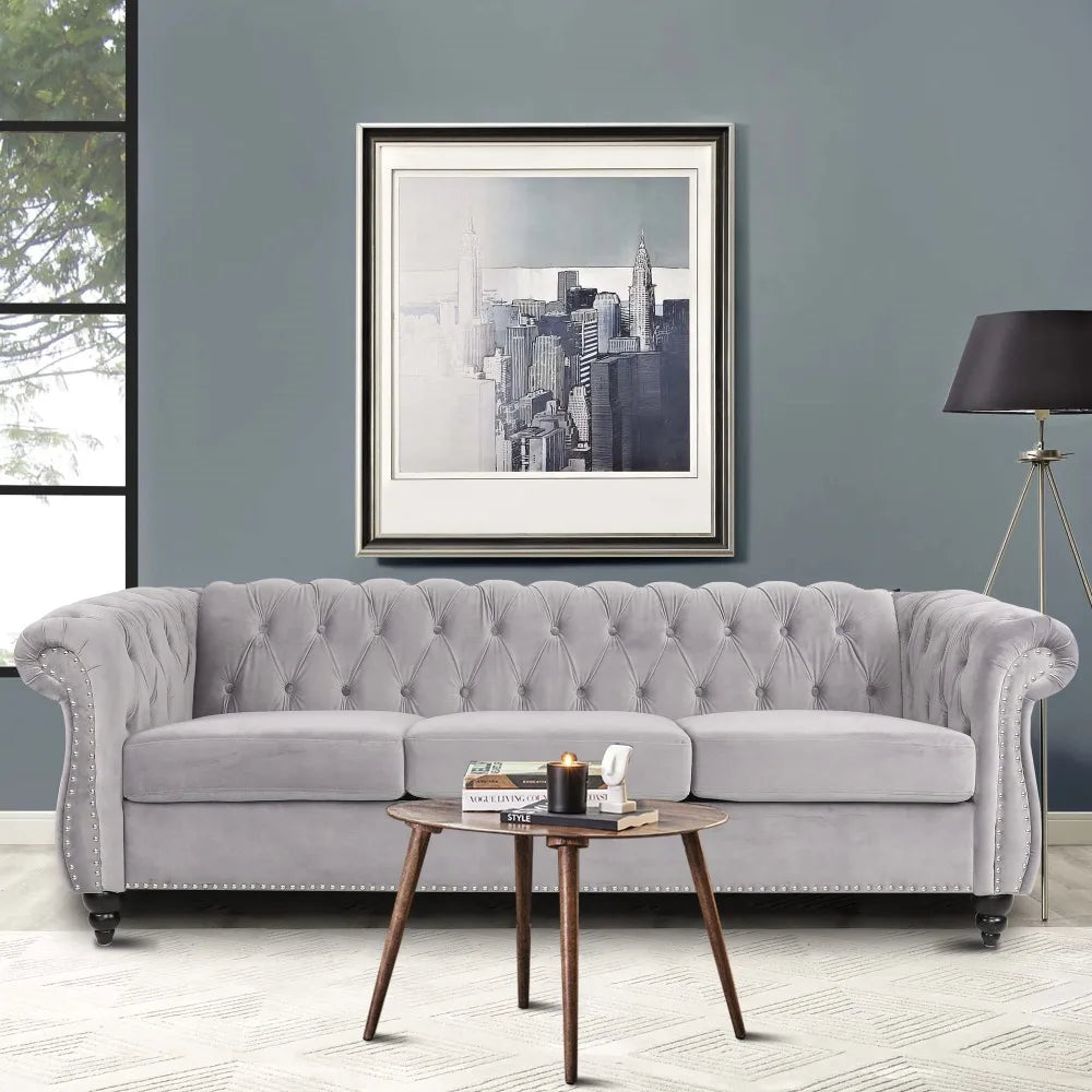 2024 New Large Sofa, Modern 3 Seater Couch Furniture, Sofa Classic Tufted Settee Sofa Tufted Back