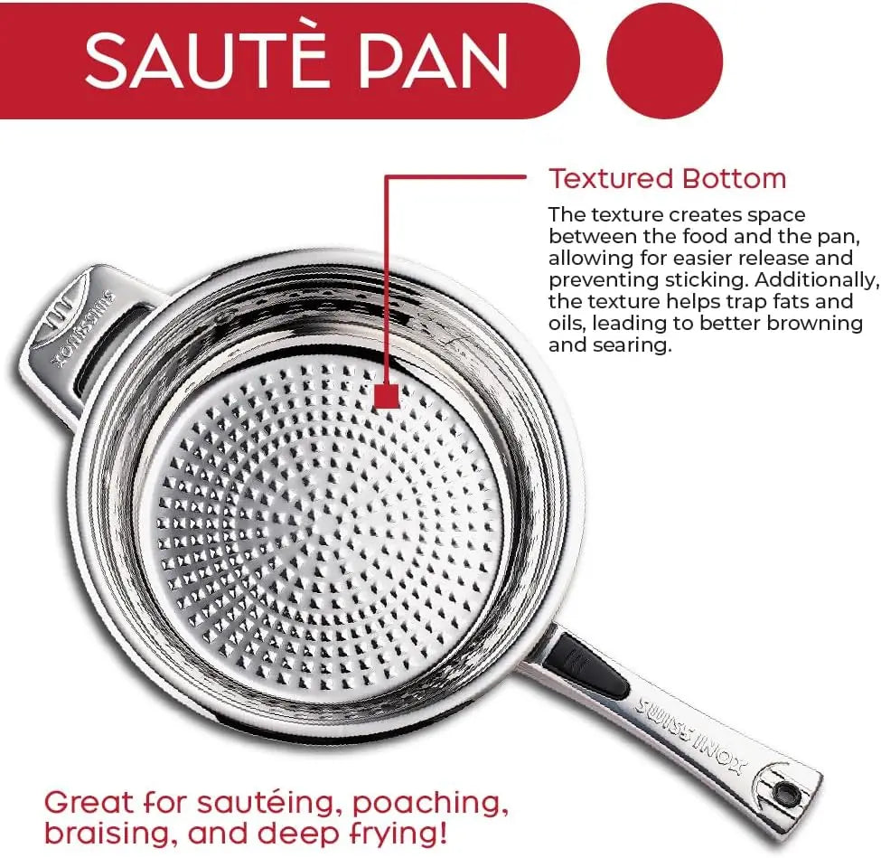 18-Piece Stainless Steel Cookware Set, Includes Induction Compatible Fry Pots, Saucepan, Casserole