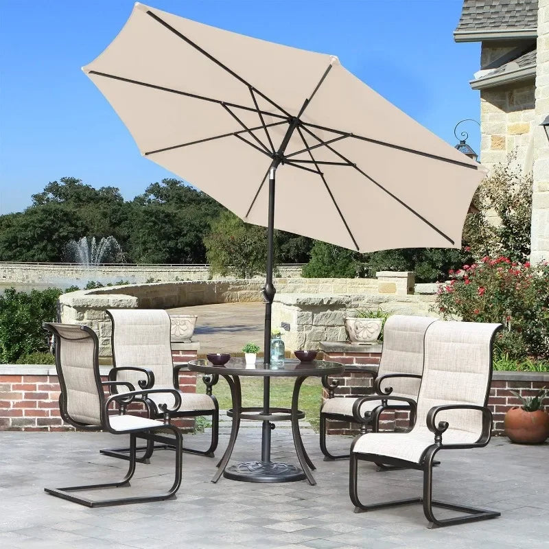 LISM 9FT Patio Umbrella Outdoor Market Table Umbrella w/Push Button Tilt, Crank & 8 Sturdy Ribs