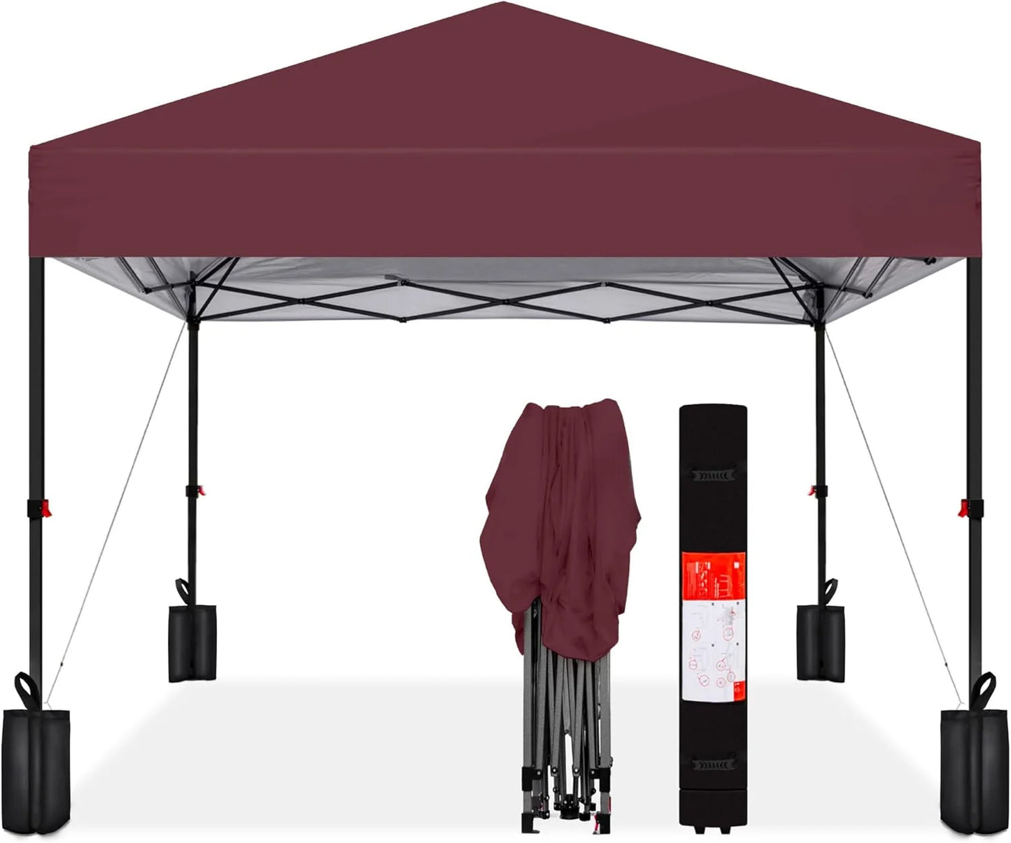 8x8ft 1-Person Setup Pop Up Canopy Tent Instant Portable Shelter w/ 1-Button Push